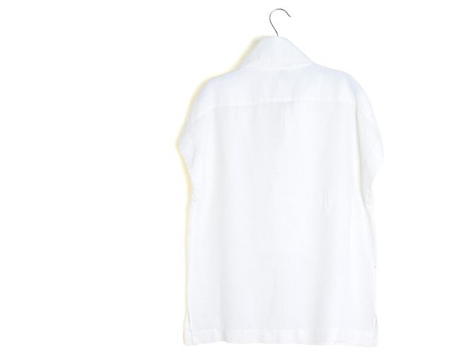 Chanel 1990er Mariniere Weißes Leinen Top Bluse FR40 Oversized UK12 US10 - Ansicht 4