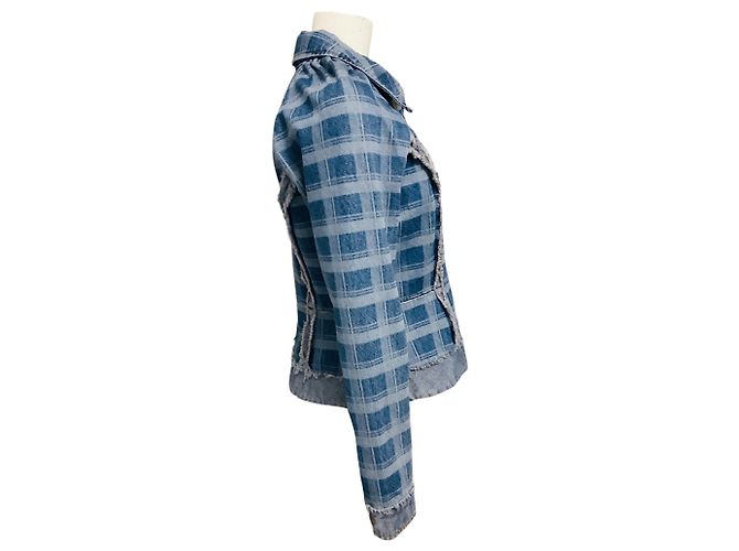Autre Marque Blaue Alfie Karo-Denimjacke von Molly Goddard - Ansicht 2