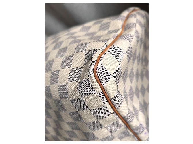 Louis Vuitton Speedy 35 Damier Azur Borsa Marrone Crema Bianco sporco Gold hardware - vista 10