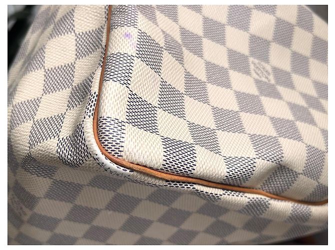 Louis Vuitton Speedy 35 Damier Azur Borsa Marrone Crema Bianco sporco Gold hardware - vista 11