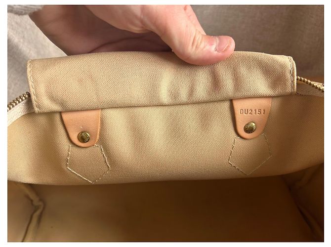Louis Vuitton Speedy 35 Damier Azur Borsa Marrone Crema Bianco sporco Gold hardware - vista 16