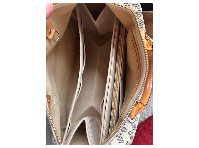 Louis Vuitton Speedy 35 Damier Azur Borsa Marrone Crema Bianco sporco Gold hardware - vista 17