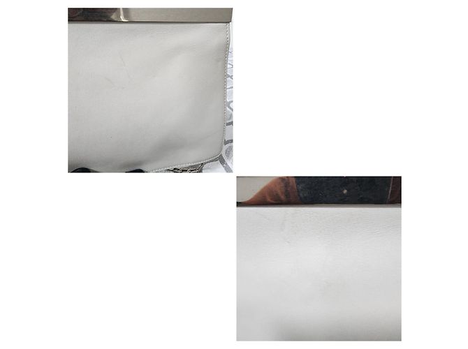 Céline Borsa a spalla media con chiusura in pelle di vitello liscia Off-White - vista 10
