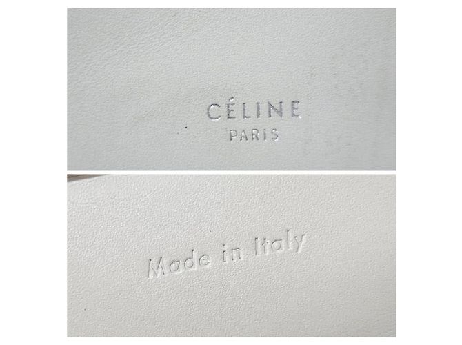 Céline Borsa a spalla media con chiusura in pelle di vitello liscia Off-White - vista 2