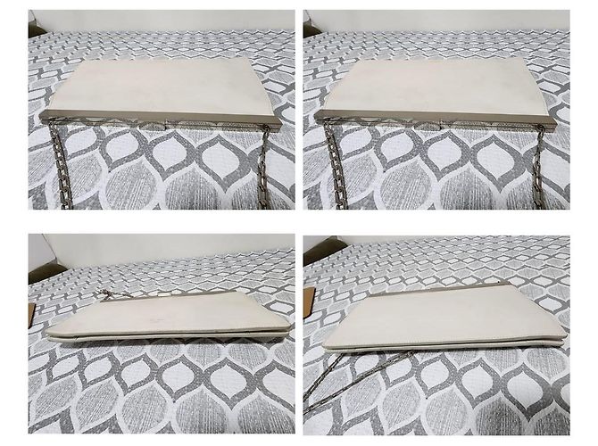 Céline Borsa a spalla media con chiusura in pelle di vitello liscia Off-White - vista 5