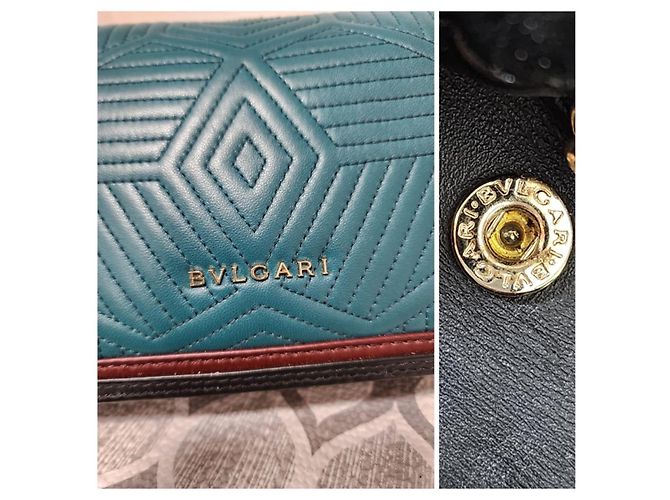 Autre Marque Borsa a tracolla mini Serpenti Forever in pelle Diamond Blast Bvlgari verde teal/bordeaux/nero - vista 10