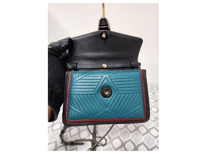 Autre Marque Borsa a tracolla mini Serpenti Forever in pelle Diamond Blast Bvlgari verde teal/bordeaux/nero - vista 11