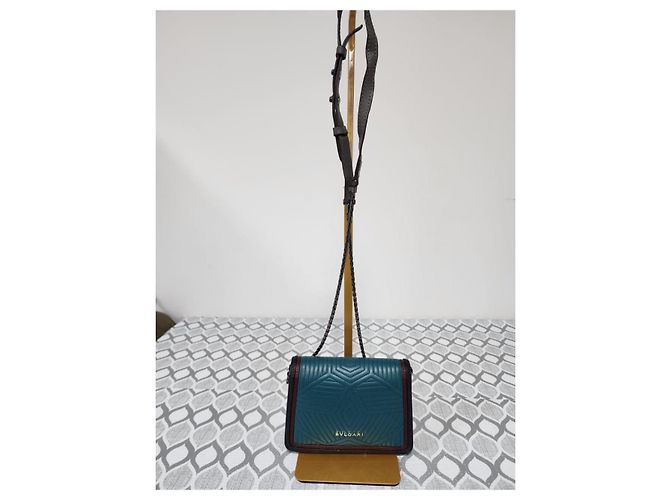 Autre Marque Borsa a tracolla mini Serpenti Forever in pelle Diamond Blast Bvlgari verde teal/bordeaux/nero - vista 3