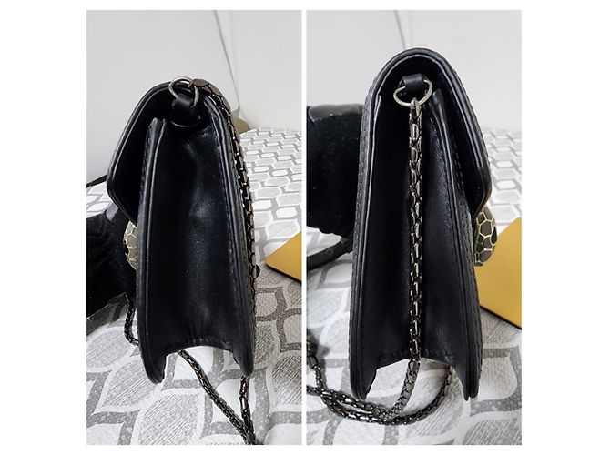 Autre Marque Borsa a tracolla mini Serpenti Forever in pelle Diamond Blast Bvlgari verde teal/bordeaux/nero - vista 6