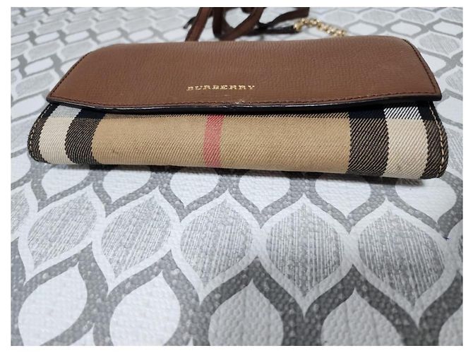 Borsa a tracolla/chain Burberry Henley House Check marrone/beige - vista 10