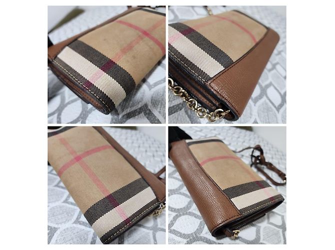 Borsa a tracolla/chain Burberry Henley House Check marrone/beige - vista 12