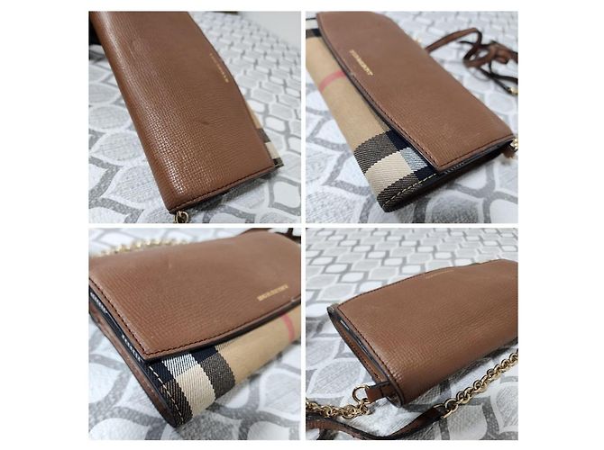 Borsa a tracolla/chain Burberry Henley House Check marrone/beige - vista 14