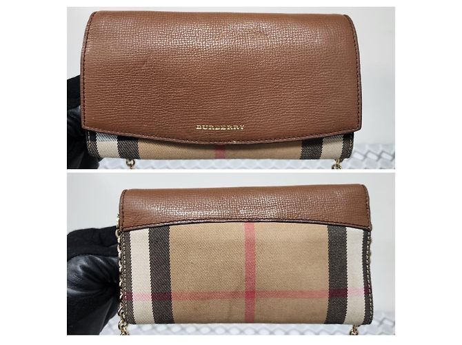 Borsa a tracolla/chain Burberry Henley House Check marrone/beige - vista 4