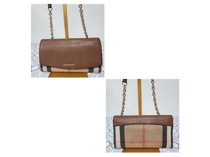 Borsa a tracolla/chain Burberry Henley House Check marrone/beige - vista 5