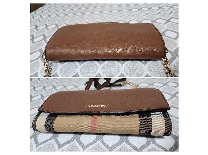 Borsa a tracolla/chain Burberry Henley House Check marrone/beige - vista 7