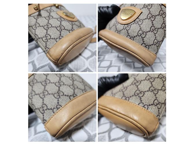 GUCCI Vintage Monogramm Canvas Mini Zugbeutel Tasche Braun/Beige - Ansicht 12