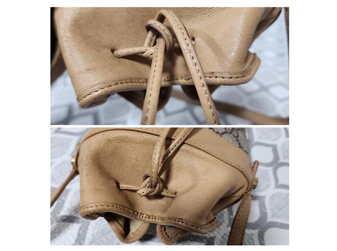 GUCCI Vintage Monogramm Canvas Mini Zugbeutel Tasche Braun/Beige - Ansicht 7