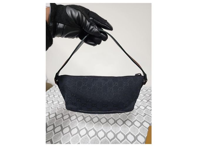 Borsa da barca in tela GG Gucci con tracolla Web Nero - vista 10