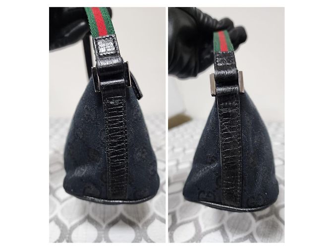 Borsa da barca in tela GG Gucci con tracolla Web Nero - vista 4