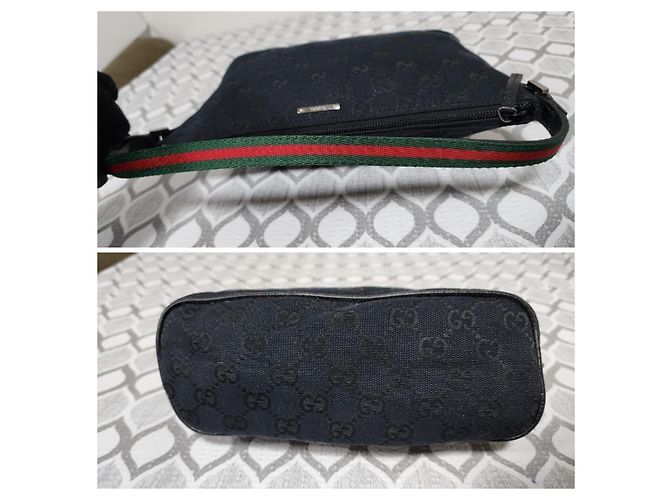 Borsa da barca in tela GG Gucci con tracolla Web Nero - vista 5
