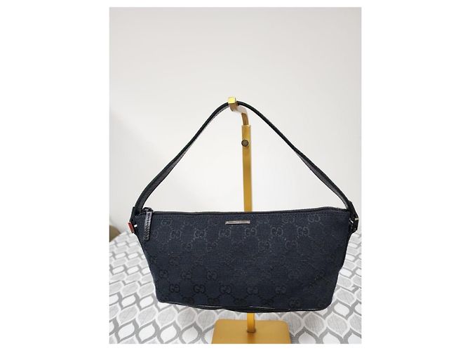 Borsa da barca in tela GG Gucci con tracolla Web Nero - vista 9