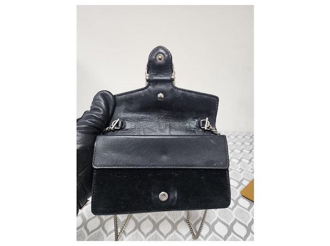 Borsa a tracolla Gucci Velvet Super Mini Dionysus Nera Nero - vista 6