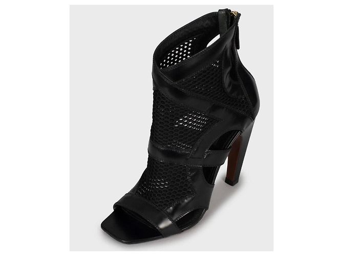 Louis Vuitton Black Mesh & Leather Open Toe Ankle Boots Sz 38.5 pre-owned - view 3