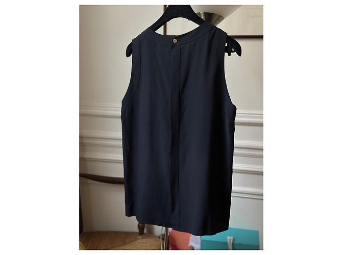 Seltene Vintage Chanel marineblaue Bluse Dunkelblau - Ansicht 3