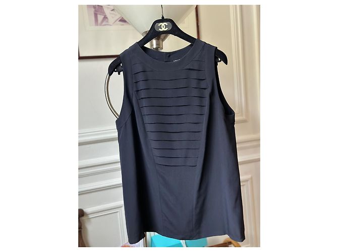 Seltene Vintage Chanel marineblaue Bluse Dunkelblau - Ansicht 5