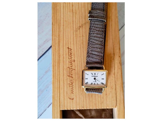 Autre Marque Emile Pequignet Quarz Uhr mit Eidechsenarmband Braun Golden - Ansicht 2