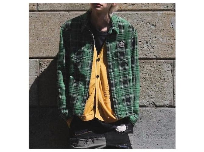 Autre Marque Camicia a zip a quadri roarguns in cotone e poliestere Verde - vista 3