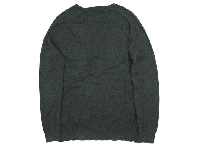 Autre Marque Hochwertiger Baumwollpullover mit Rundhalsausschnitt und V-Einsatz von DENHAM Braun Anthrazitgrau - Ansicht 2