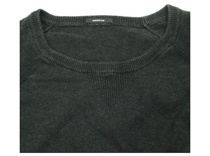 Autre Marque Hochwertiger Baumwollpullover mit Rundhalsausschnitt und V-Einsatz von DENHAM Braun Anthrazitgrau - Ansicht 4