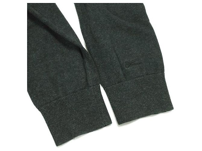 Autre Marque Hochwertiger Baumwollpullover mit Rundhalsausschnitt und V-Einsatz von DENHAM Braun Anthrazitgrau - Ansicht 6