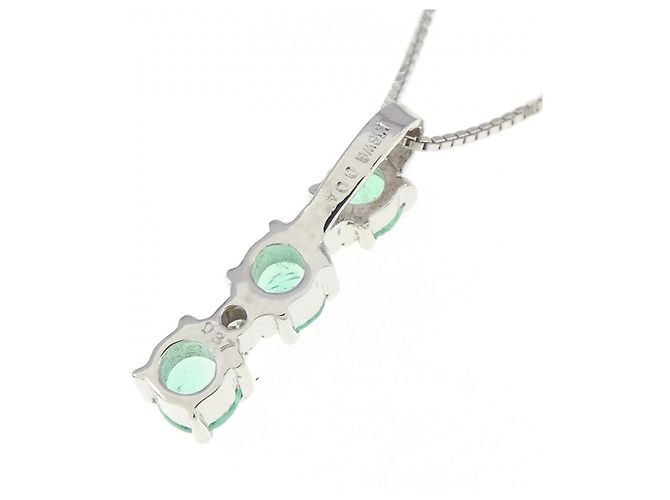 Autre Marque Collana in oro bianco Au750 con smeraldi e diamanti Argento - vista 4