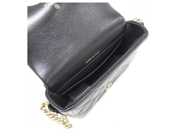 Timeless Clutch de Cadena de Piel de Cordero Chanel Negro - vista 6