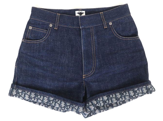 Oblique Bermuda de denim com estampa oblíqua Christian Dior Azul - vista 3