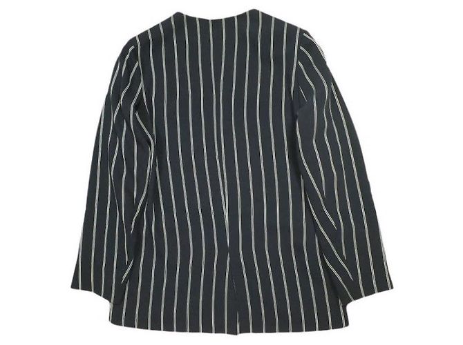 Autre Marque JOURNAL STANDARD L'ESSAGE Stripe Polyester Rayon No Collar Jacket Outerwear Blue - view 2