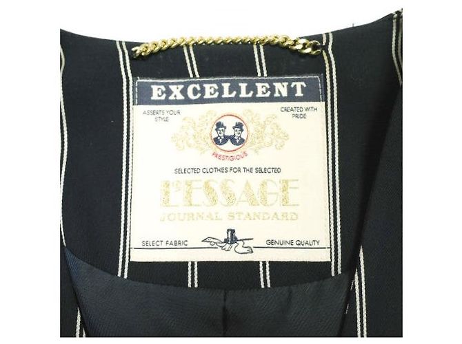 Autre Marque JOURNAL STANDARD L'ESSAGE Stripe Polyester Rayon No Collar Jacket Outerwear Blue - view 3