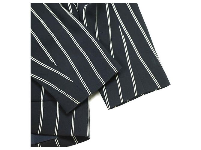 Autre Marque JOURNAL STANDARD L'ESSAGE Stripe Polyester Rayon No Collar Jacket Outerwear Blue - view 6