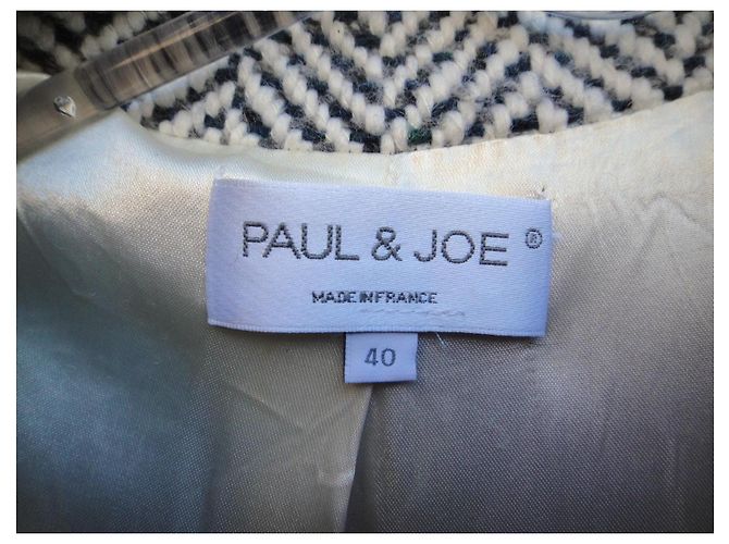 Cappotto Paul & Joe in lana spina di pesce bianco e grigio Taglia 40 - vista 3