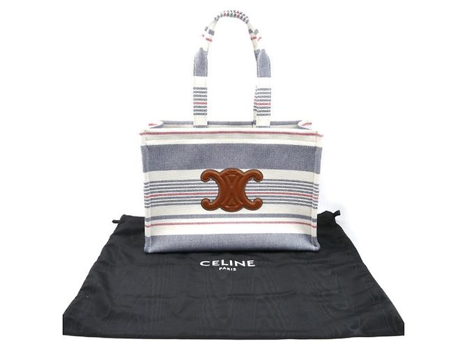 Céline Celine Große Cabas Thais Tasche Weiß Rot Blau - Ansicht 7