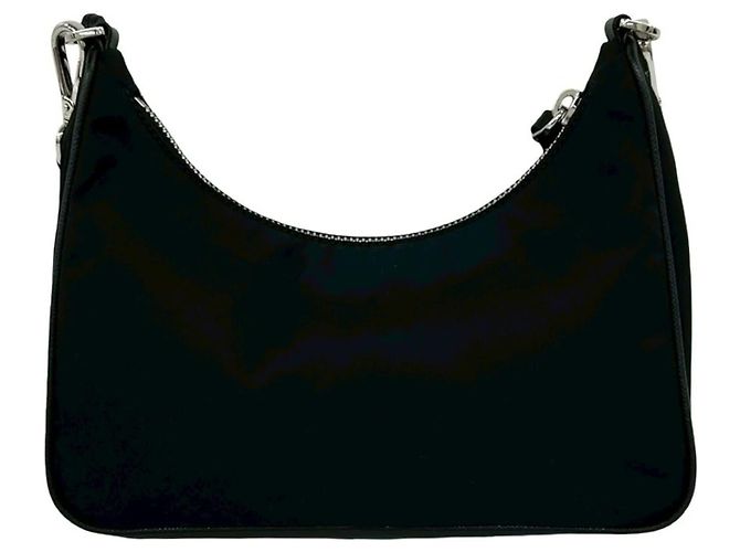 Borsa a Spalla Prada Re-Edition 2005 in Pelle Saffiano Re-Nylon Nero - vista 3