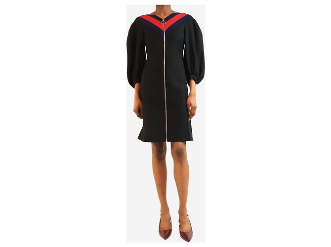 Gucci Abito midi nero a maniche lunghe con zip frontale - taglia UK 4 - vista 3