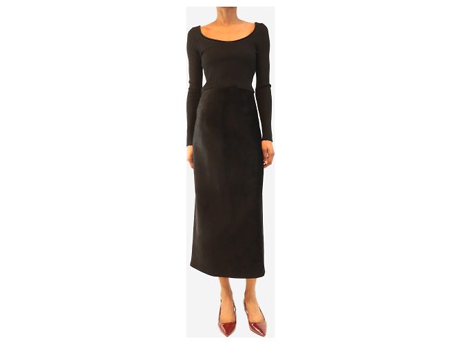 Alaïa Black fleece midi skirt - size UK 8 - view 2