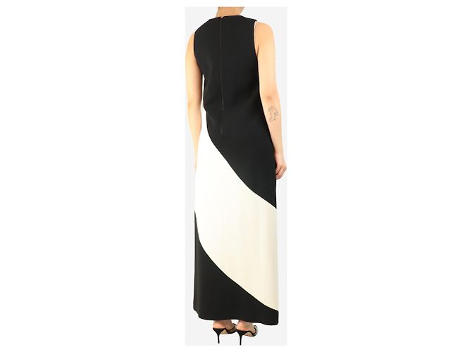 Alice + Olivia Schwarzes ärmelloses Colorblock-Maxikleid - Größe UK 10 - Ansicht 2