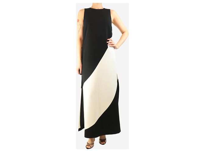 Alice + Olivia Schwarzes ärmelloses Colorblock-Maxikleid - Größe UK 10 - Ansicht 3