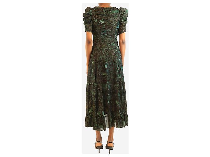 Ulla Johnson Chiffon-Midi-Kleid Marte Rainforest - Größe UK 6 Grün - Ansicht 2