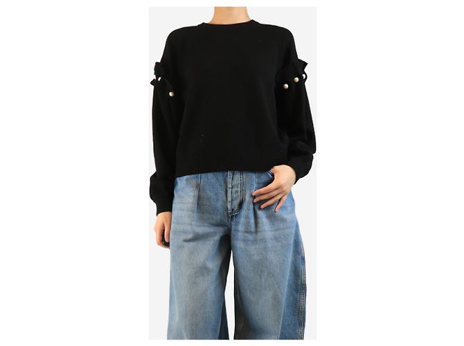 Autre Marque Pull noir Yuki à épaule perle - taille S - vue 3