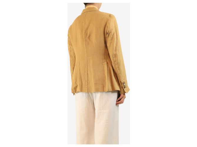 Autre Marque Tan double-breasted linen jacket - size UK 12 Beige - view 2